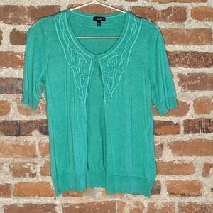Talbots Small‎ Green Short Sleeve Button Down Cardigan